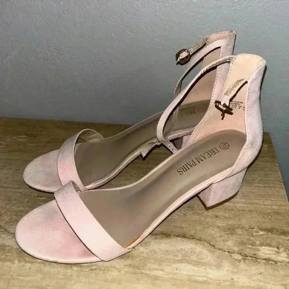 DREAM PAIRS Women's Low-Chunk Low Heel Pump Sandals Blush Pink - Picture 2 of 9